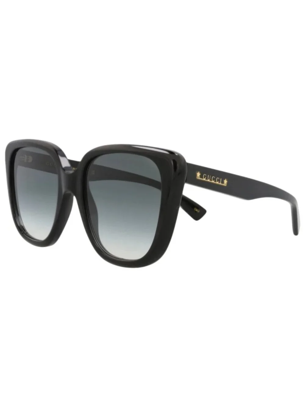 New Gucci Women's Sunglasses Cat Eye Acetate Frame Black Black Grey